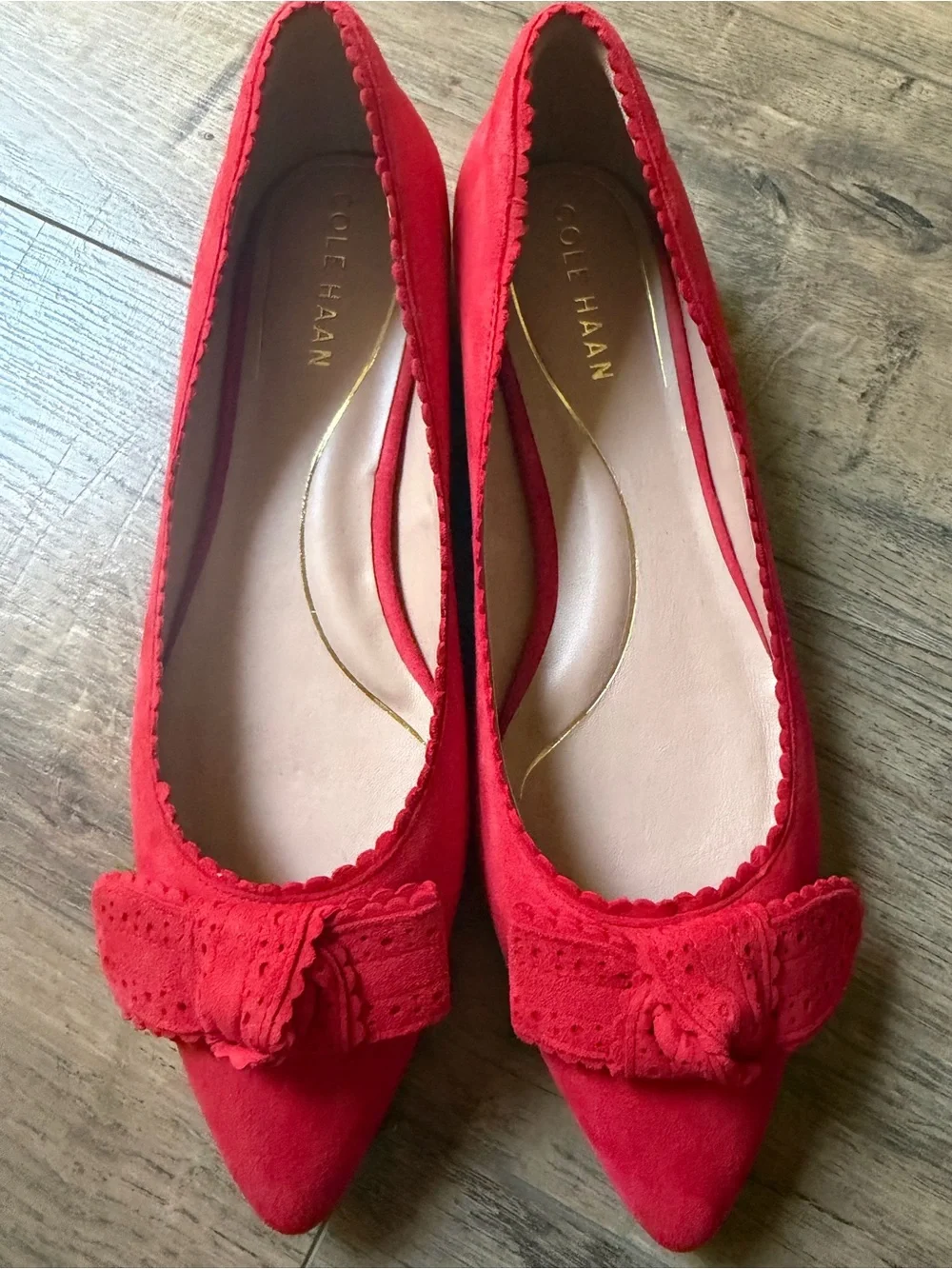 Cole Haan Bellport Bow Skimmer Flats Red Size 7.5M